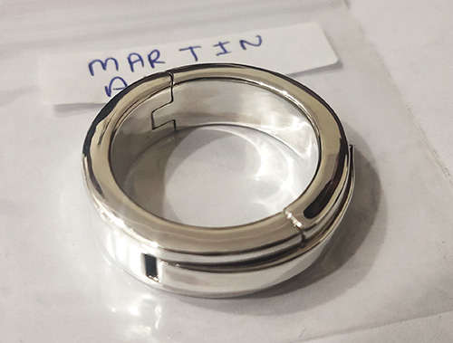 Completed custom made sterling silver cock ring jewellery