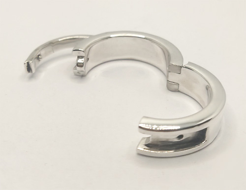 Finished custom made hinged cock ring in sterling silver
