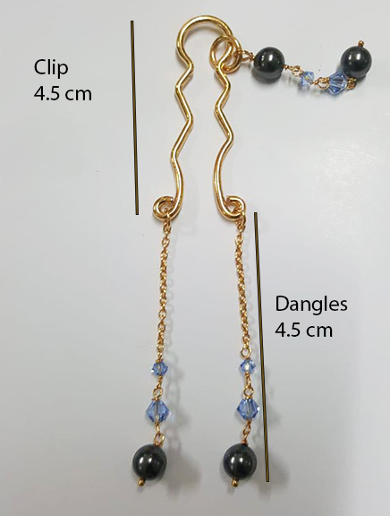Measurements for gold plated non-piercing clit clip jewelry
