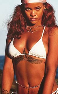 Rihanna wearing a waist chain
