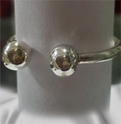 Custom made 2 ball glans cock ring in solid silver.