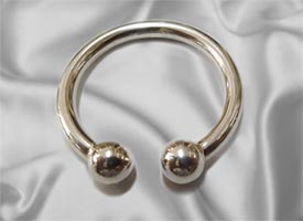 Heavy two ball silver glans cock ring