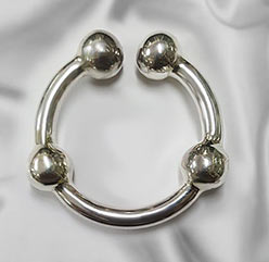 Solid silver pressure balls on heavy glans penis ring