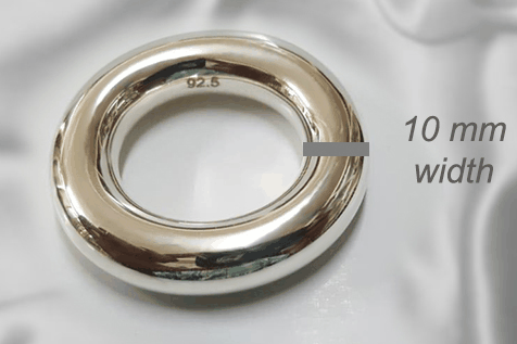 Heavy round solid silver cock ring with measurements
