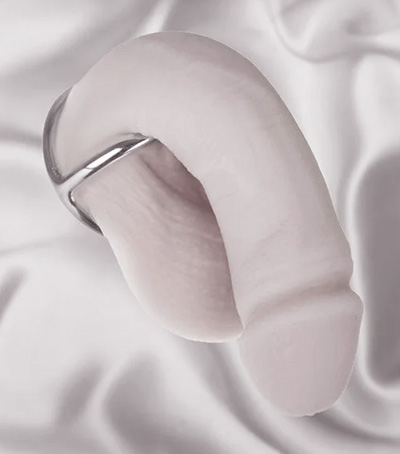 Dome Splitter cock ring worn around penis and scrotum