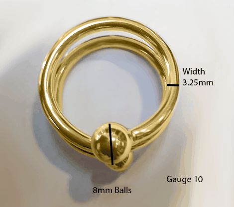 Measurements for gold double wrap frenulum cock ring