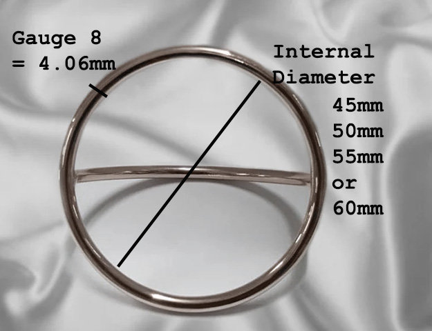 Gauge 8 heavy Dome Splitter cock ring measurements and positioning