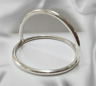 Silver Dome Splitter penis and scrotum ring jewellery