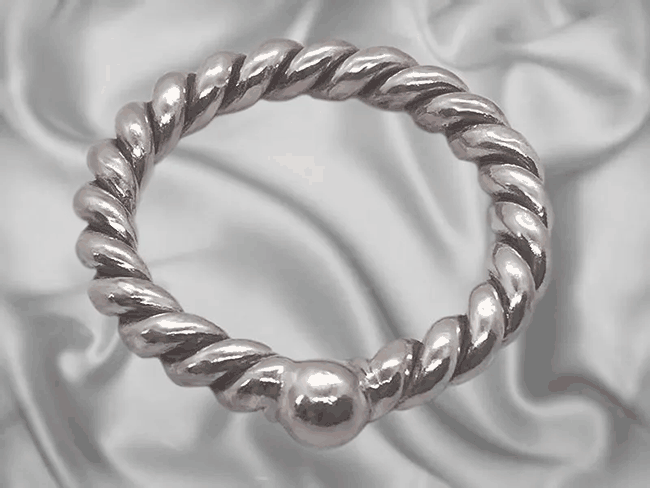 Custom twisted silver Love Bump cock ring jewellery