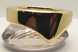 Heavy V Glans cock ring with yellow gold plating