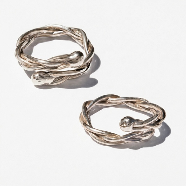 Braided non-piercing silver nipple rings for women