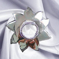 Large flower non-piercing silver nipple shields