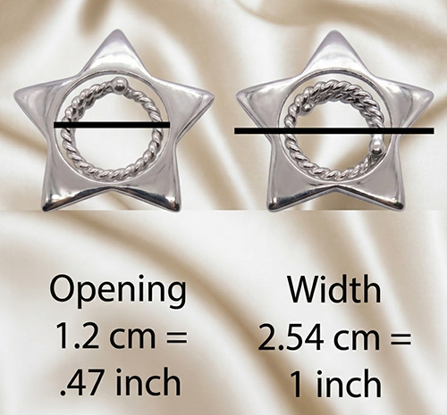 nipple shields non piercing, star shape and their measurments