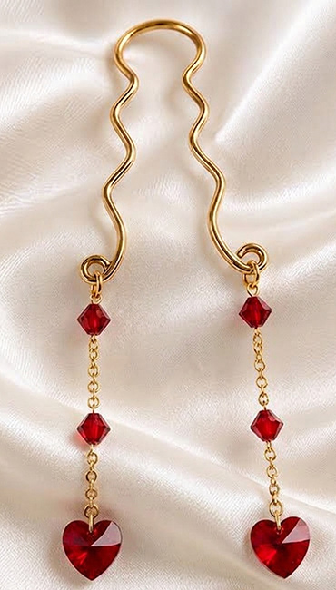 Gold plated clit clip jewelry with love hearts