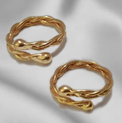 Solid 14ct gold braided single wrap nipple rings